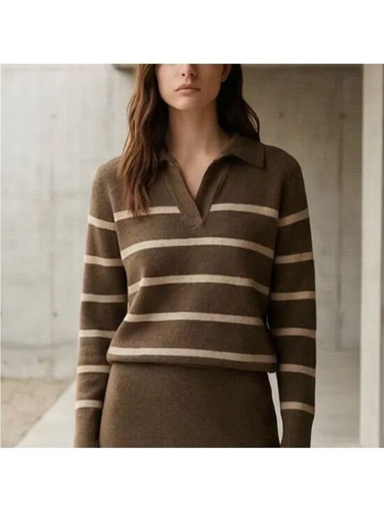 Sweaters - Graham Striped Poli Pullover V-Neck Sweater New